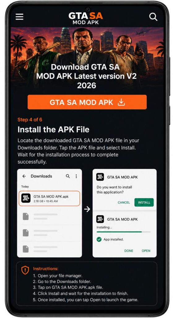 GTA SA MOD APK Latest version V2.11.277 2026 13 downloading step 4